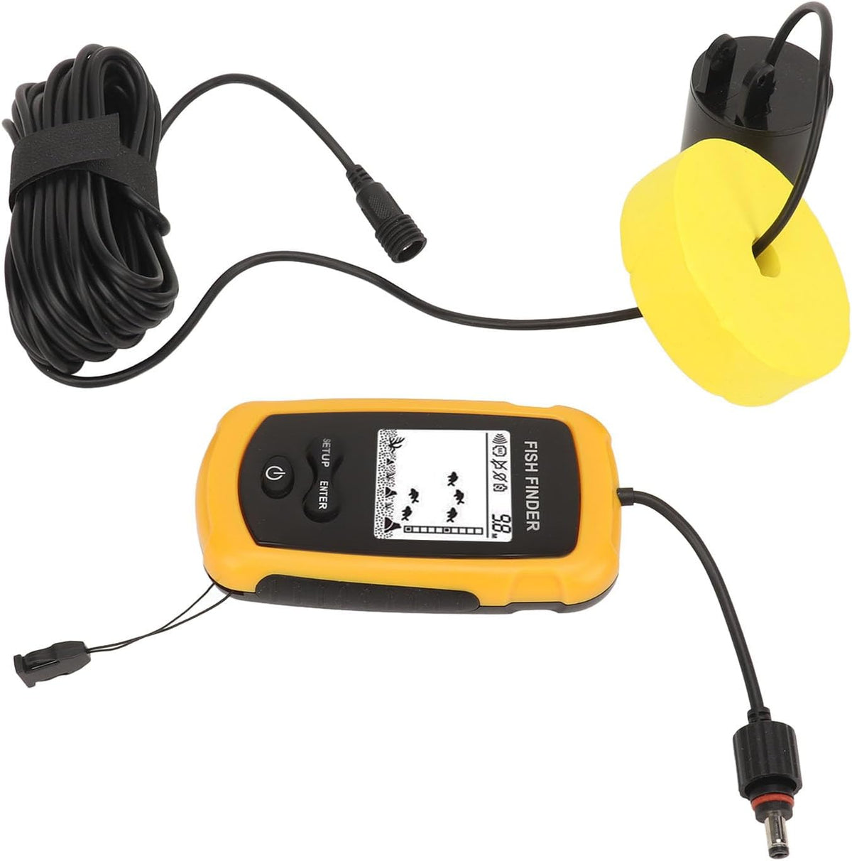 Akozon Portable Fish Depth Finder with LCD Display Handheld Fish Finder for Kayak and Boat Fishing, 200kHz Sonar Frequency, Castable - PuriLite
