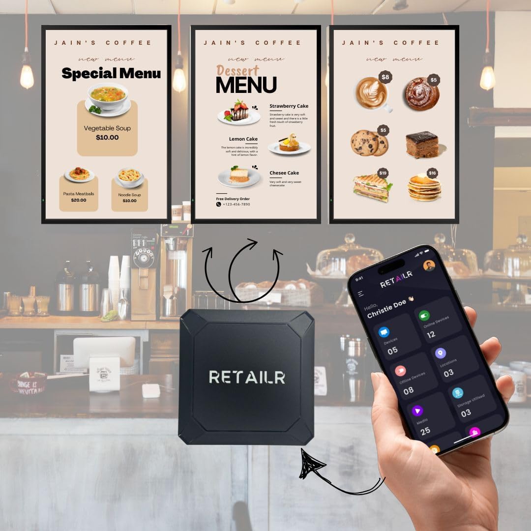 Digital Signage Player, Cloud-Based Content Management System with Mobile App Control by Retailr - PuriLite