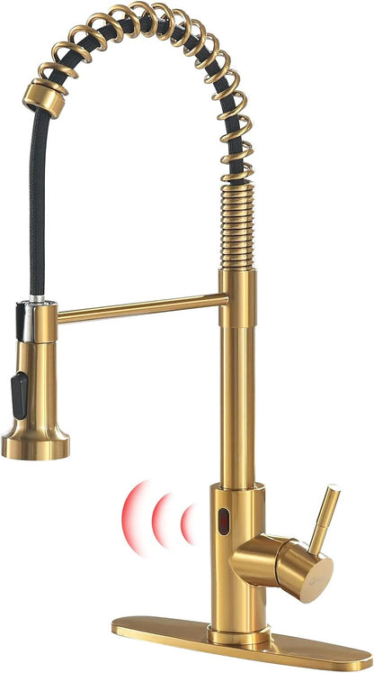 GIMILI Matte Black Kitchen Faucet with LED Light,Single Hole Spring Kitchen Sink Faucet with Pull Down Sprayer - PuriLite