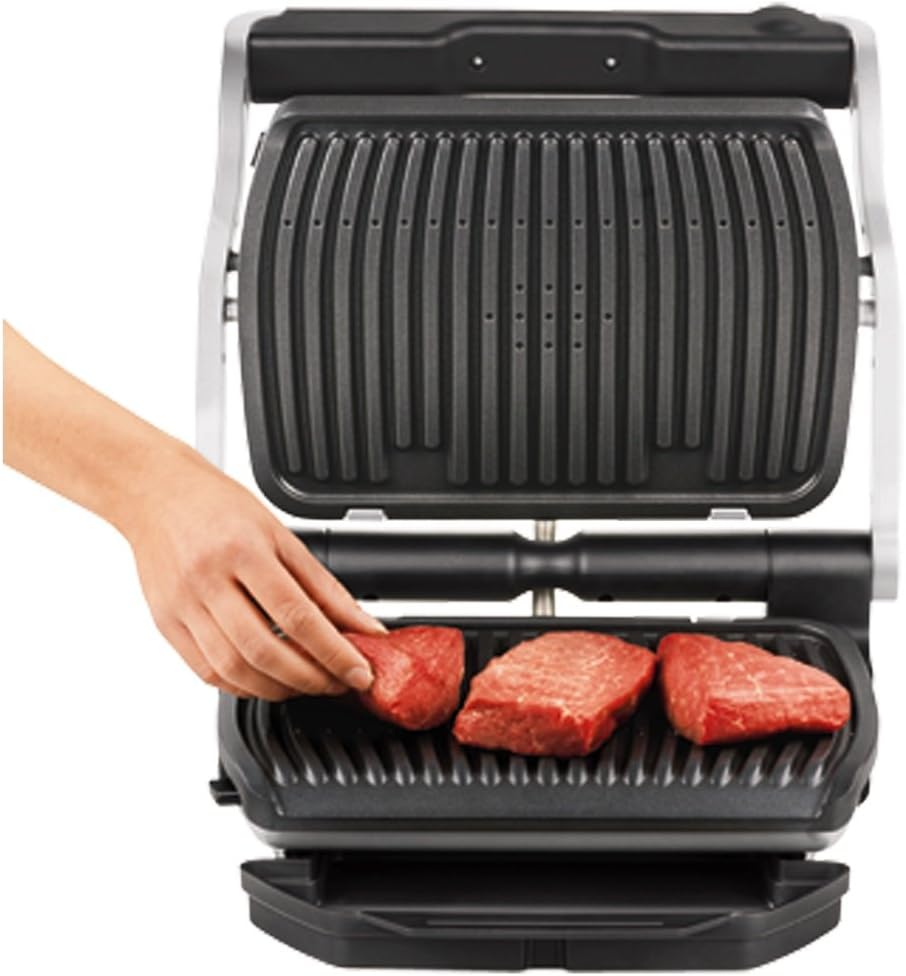 T-fal Optigrill, Electric Indoor Grill, 6 Auto Cooking Modes, Smart Sensor Techology, Nonstick removable plates, Stainless Steel Exterior, Panini Press, Precision Grilling - PuriLite