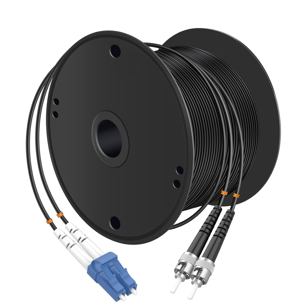 Buacoz 200 Meters LC to LC UPC Outdoor Armored Fiber Patch Cable, 9/125um Single Mode Duplex Fiber Optic Internet Cables, Jumper Optical Patch Cord, (200M/656ft), TPU Black - PuriLite