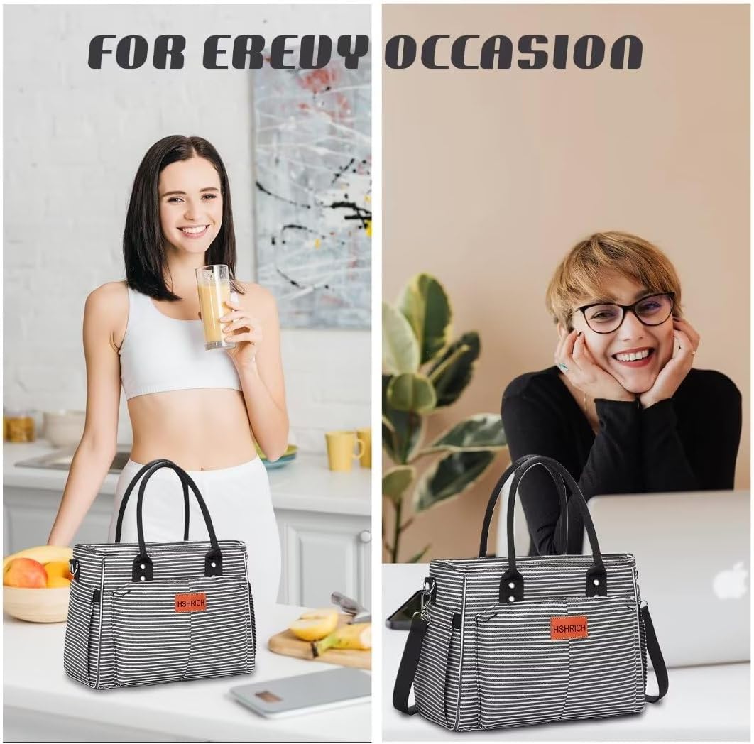 Lunch Bag for Women, Insulated Lunch Box for Work, Large Leakproof Cooler Purse with Side Pockets & Removable Shoulder Strap Women's Lunch Tote Bag for Picnic Work Beach Cute Lunch Bags (Heart) - PuriLite