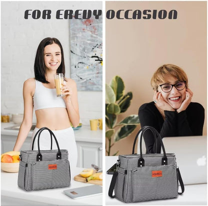 Lunch Bag for Women, Insulated Lunch Box for Work, Large Leakproof Cooler Purse with Side Pockets & Removable Shoulder Strap Women's Lunch Tote Bag for Picnic Work Beach Cute Lunch Bags (Heart) - PuriLite
