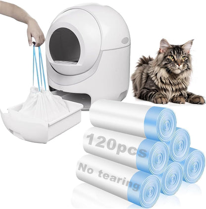 Rastalola Official® 120 Pack Cat Litter Bags with Drawstring, Compatible with Litter Robot 3 & 4, 10-12 Gallons (Sold by Ameroliy-US Store) - PuriLite