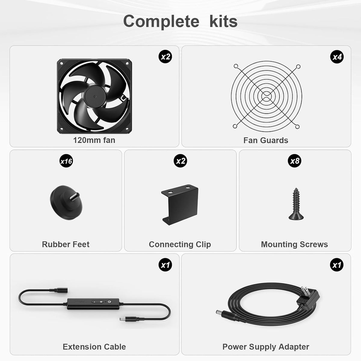 upHere Big Airflow 2 x 120mm x 25mm Computer Fan with AC Plug Cabinet Fan 100V 240V AC Power Supply,DC 12V 5 Speed Controller, for Router Mining Machine Chassis Server Workstation Cooling - PuriLite