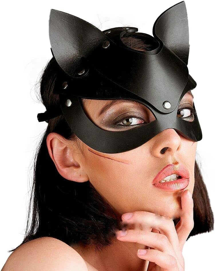 Women Leather Masks Masquerade Party Mask for Cosplay Halloween Costume Accessory - PuriLite