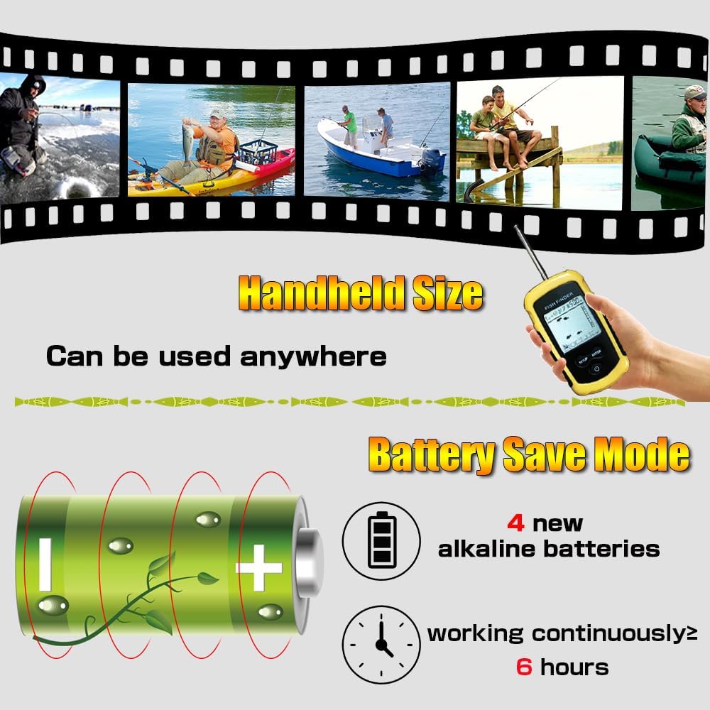 LUCKYLAKER Sonar Handheld Fish Finder Transducer Portable Water Depth Finder Boat Kayak Wireless Transducer Fish Finders - PuriLite