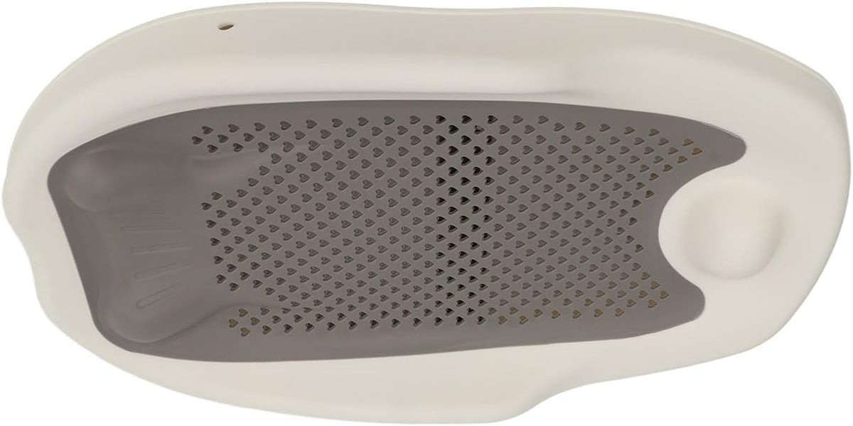 Foldable Baby Bath Support with Hollow Pattern, Ergonomic Design 3 Point Mechanical Structure, Universal Fit for Home Bathroom (Grey) - PuriLite