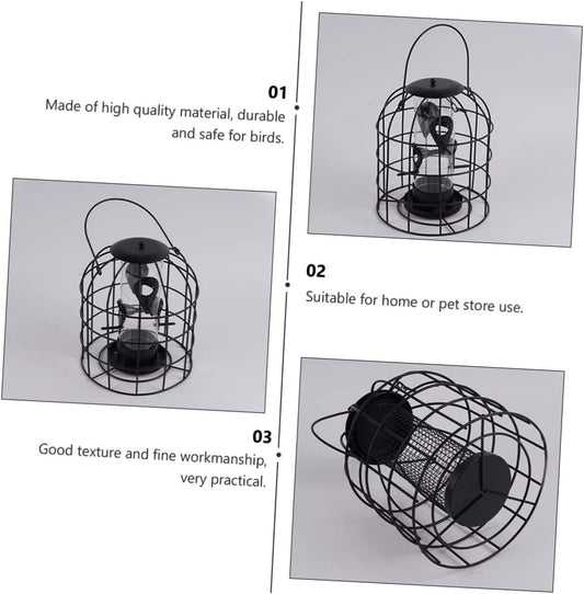 HEMOTON 2pcs Iron Cage Bird Feeder Hanging Mesh Grid Tube for Indoor Birds Pet Store Supplies