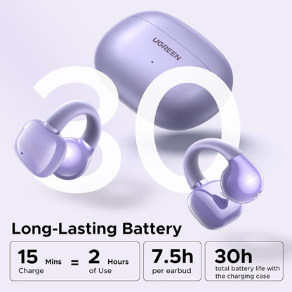 UGREEN Open Ear Wireless Headphones Bluetooth 5.4, 12mm Driver Sports Earphones with ENC, Fast Charging for 30 Hours Playtime, Compatible with iPhone Android and Bluetooth Devices - PuriLite