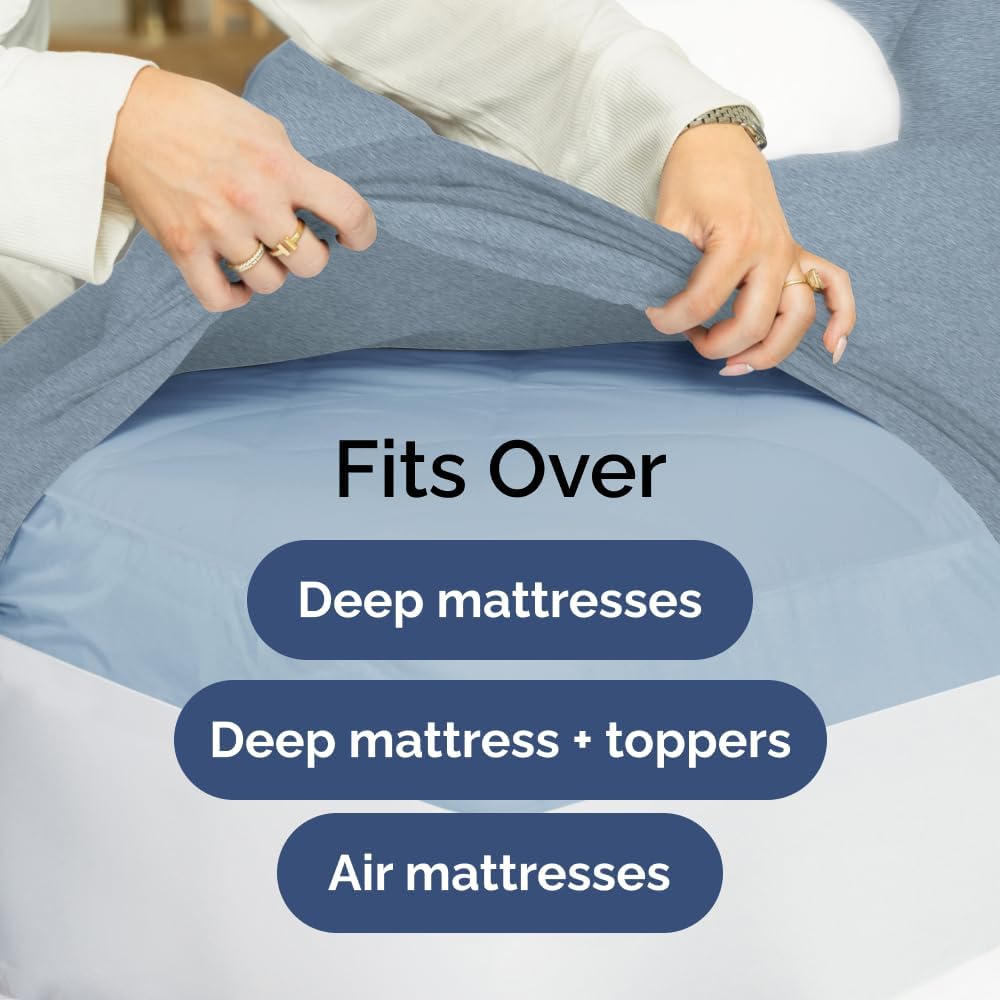 Extra Deep Queen Sheet Set - 6 Piece Breathable & Cooling Sheets - Hotel Luxury Bed Sheets Set - Easy & Secure Fit - Soft, Wrinkle Free & Comfy Sheets Set - White Sheet Set w/Extra Deep Pockets - PuriLite