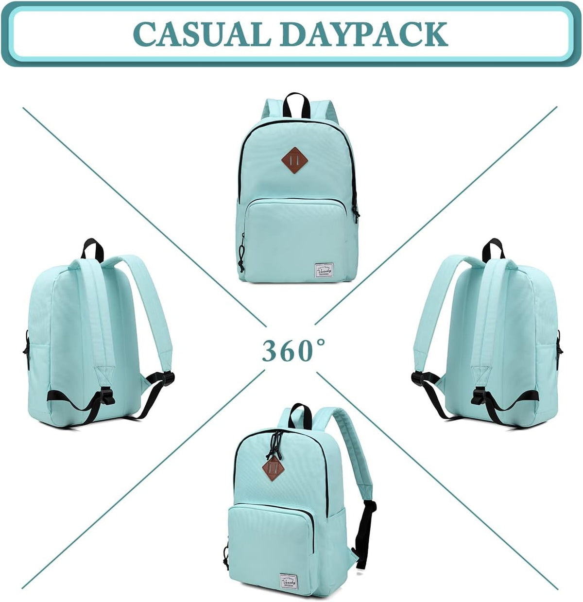 VASCHY Lightweight School Backpack for Women with Sleeve for 14" Laptop - PuriLite