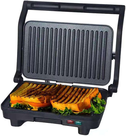 Panini Press Grill and Sandwich Maker 180 Degree Open Ceramic Plates Stainless Steel Finish - PuriLite