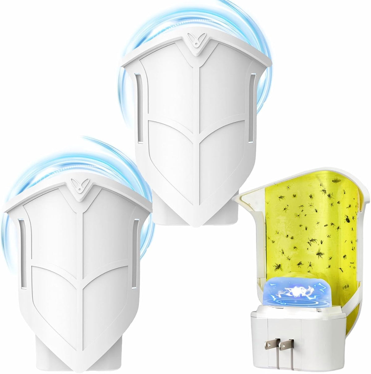 Flying Insect Trap, Fly Trap Captures Houseflies, Fruit Flies, and Gnats (White 2 Device + 8 Refills) - PuriLite