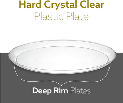 PLASTICPRO [30 Pack 10.7'' Christmass Green Plastic Party Plates Edge Collection Premium heavyweight Elegant Disposable Tableware Dishes - PuriLite