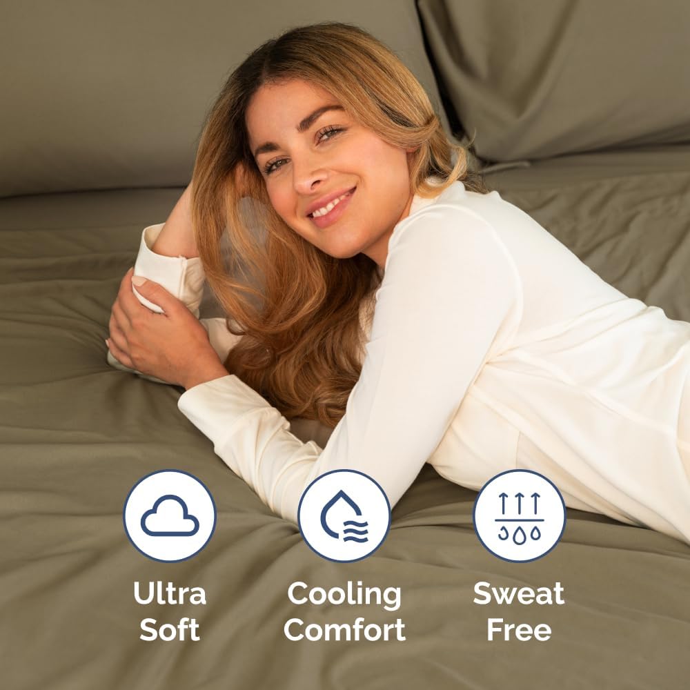 Extra Deep Queen Sheet Set - 6 Piece Breathable & Cooling Sheets - Hotel Luxury Bed Sheets Set - Easy & Secure Fit - Soft, Wrinkle Free & Comfy Sheets Set - White Sheet Set w/Extra Deep Pockets - PuriLite