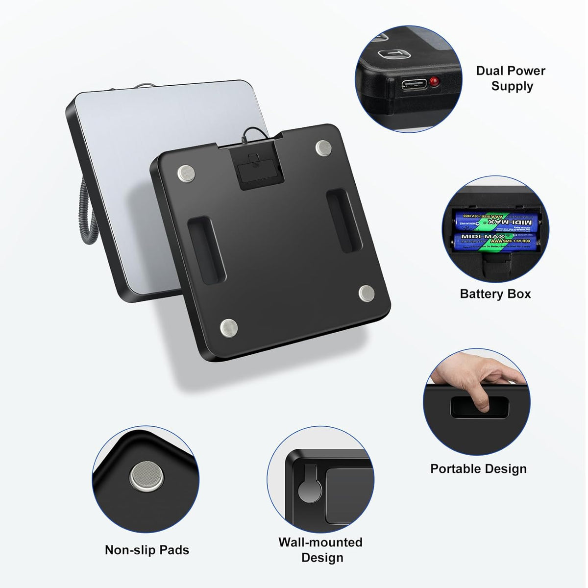 RAOYAN Shipping Scale, 440lb/0.5oz High Accuracy Digital Postal Scale with LCD Display, Hold/Tare Function, Shipping Scale for Package, Luggage, Warehouse (Including 2 Batteries, Charging Cable) - PuriLite