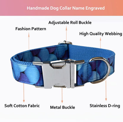 Custom Dog Collar with Metal Buckle - Pet Collars Personalized with Name and Phone Number (Plaid) - PuriLite