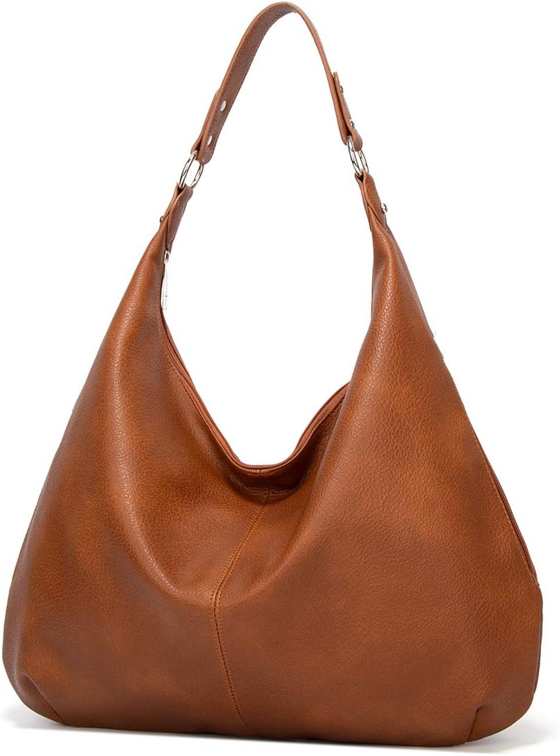 Ashioup Hobo Bags for Women Soft PU Leather Shoulder Bag Vintage Slouchy Handbag with Zipper - PuriLite