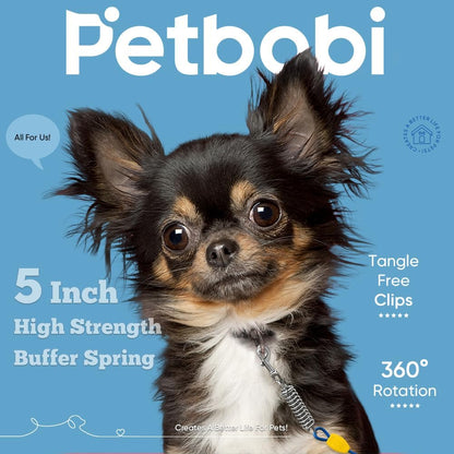 Petbobi Dog Tie-Out Cable 30ft - Outdoor Leash 4mm Metal Cable with Shock Absorbing Spring 360° Swivel Clips, Dog Chain for Yard Camping, Fit Small Medium Large Pets Up to 120lbs, Blue - PuriLite
