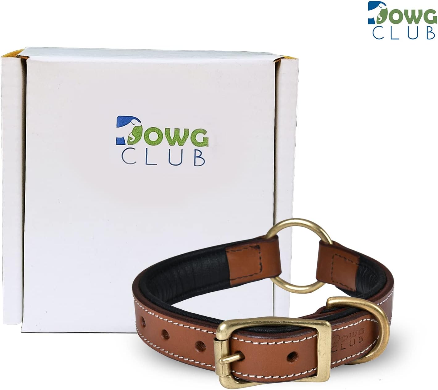 DowgClub | Genuine Leather Dog Collar | Full Grain, Heavy Duty | Comfortable, Strong | Best for Pups, Small, Medium & Large Breeds | Pink, Brown, Black, Tan - PuriLite