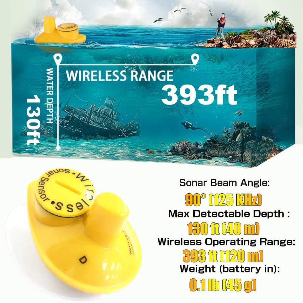 LUCKYLAKER Sonar Handheld Fish Finder Transducer Portable Water Depth Finder Boat Kayak Wireless Transducer Fish Finders - PuriLite