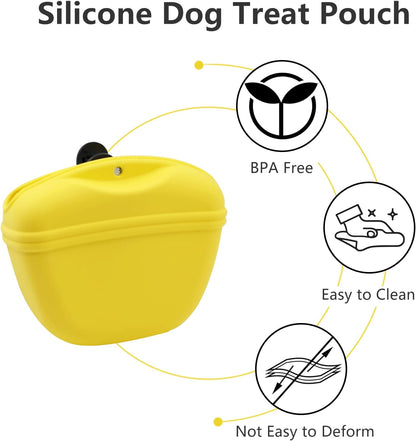 Silicone Dog Treat Pouch 2pcs, MGKSHADOW Treat Pouch Dog Training with Clip and Magnetic Closure, Dog Treat Bag for Dog Walks (Grey & Black) - PuriLite