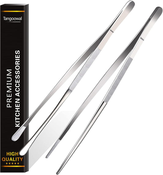 Rivoean 2 Pcs 12-Inch Fine Tweezer Tongs,Extra-Long Stainless Steel Tweezers Tongs - PuriLite