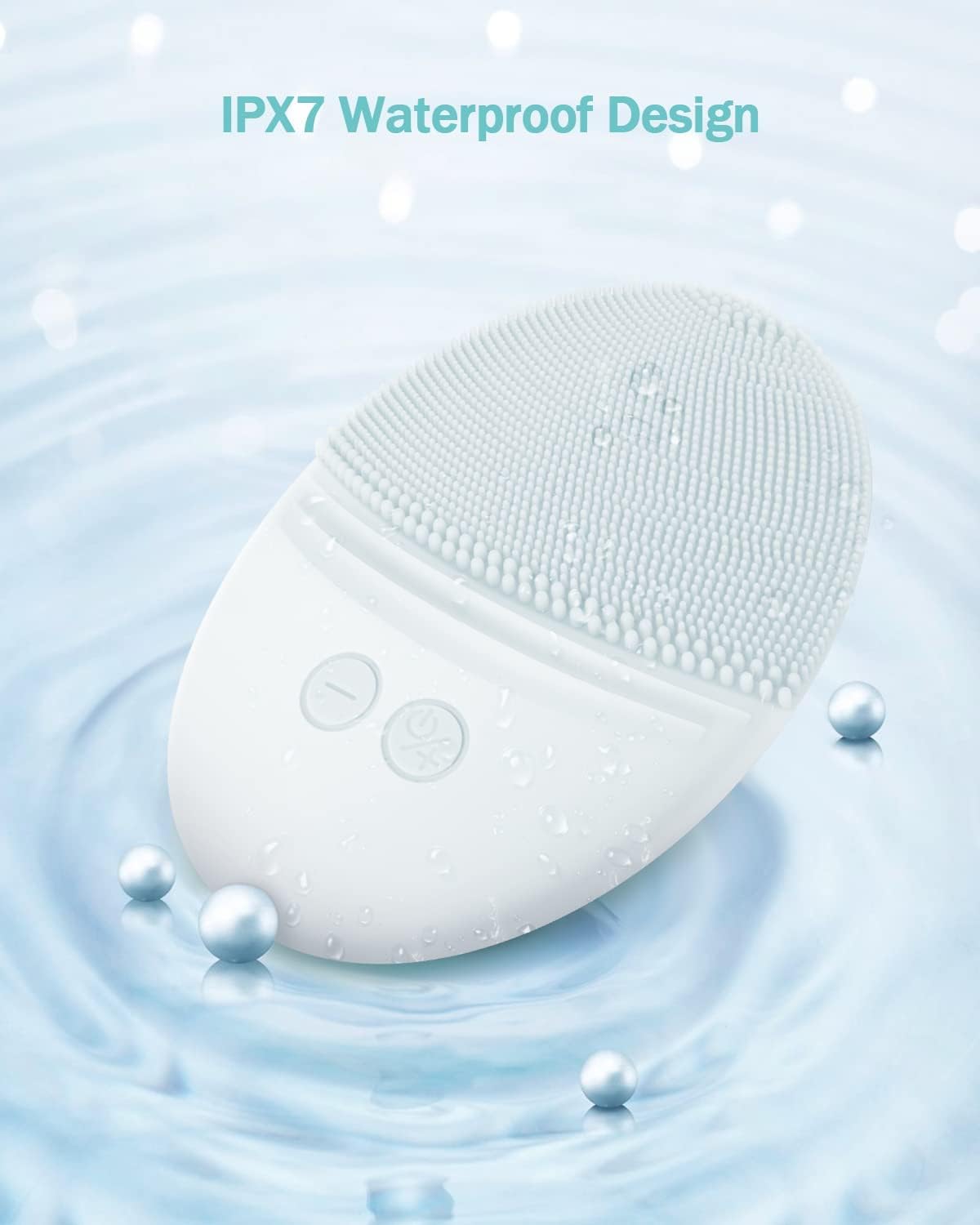 EZBASICS Sonic Facial Cleansing Brush Made with Ultra Hygienic Soft Silicone, Waterproof Sonic Vibrating Face Brush for Deep Cleansing, Gentle Exfoliating and Massaging, Inductive Charging Blue - PuriLite