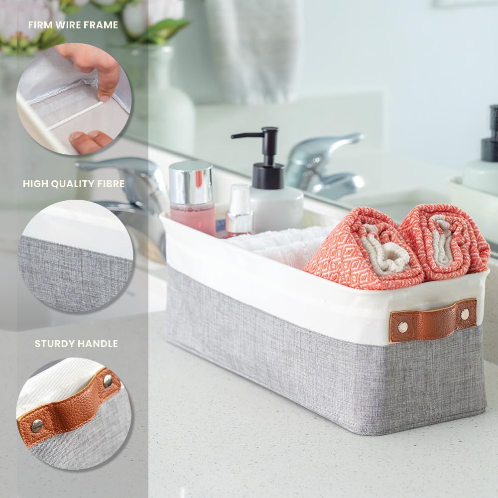 OrganiHaus Large Fabric Storage Baskets for Shelves 3 Pack, 15x11in Closet Storage Bins for Shelves, Cloth Baskets, Fabric Storage Cubes, Linen Closet Organizers, Fabric Basket, White Basket - PuriLite