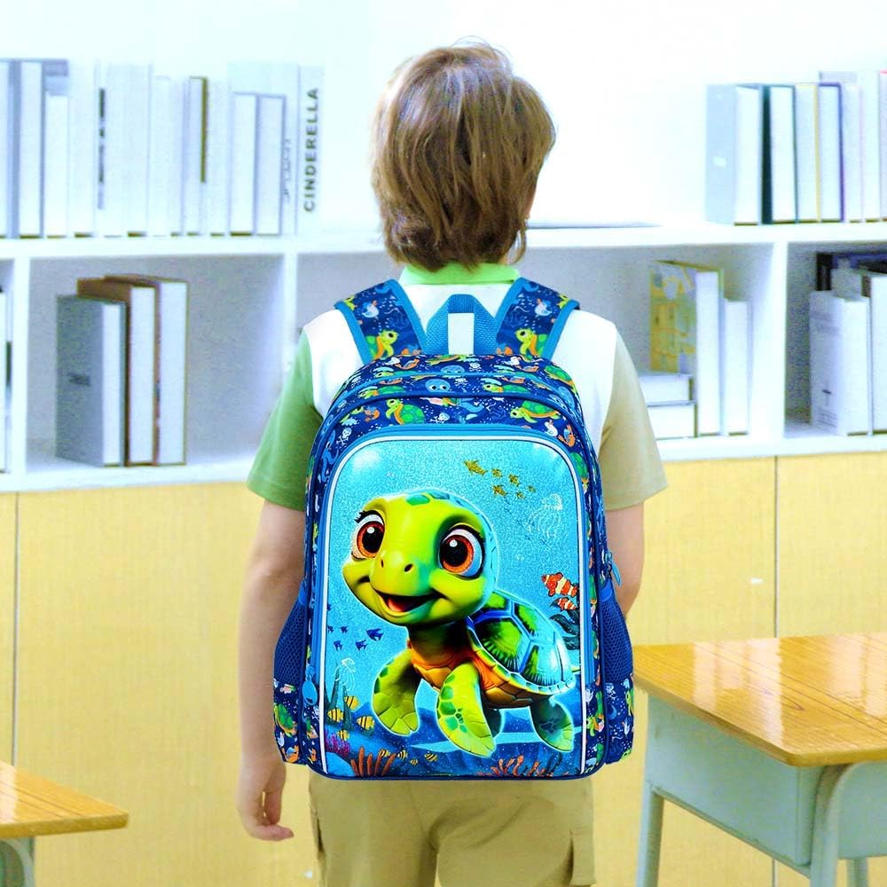 3pcs Backpack for Boys and Girls, 16” Kids Kindergarten Bookbag with Lunch Box, Cute Elementary Backpacks for Boy Girl - PuriLite