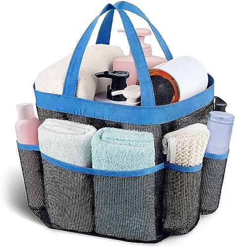 Attmu Mesh Shower Caddy Portable for College Dorm Room Essentials with 8 Pockets, Hanging Shower Caddy Basket Tote Bag Toiletry Accessories for Bathroom - PuriLite