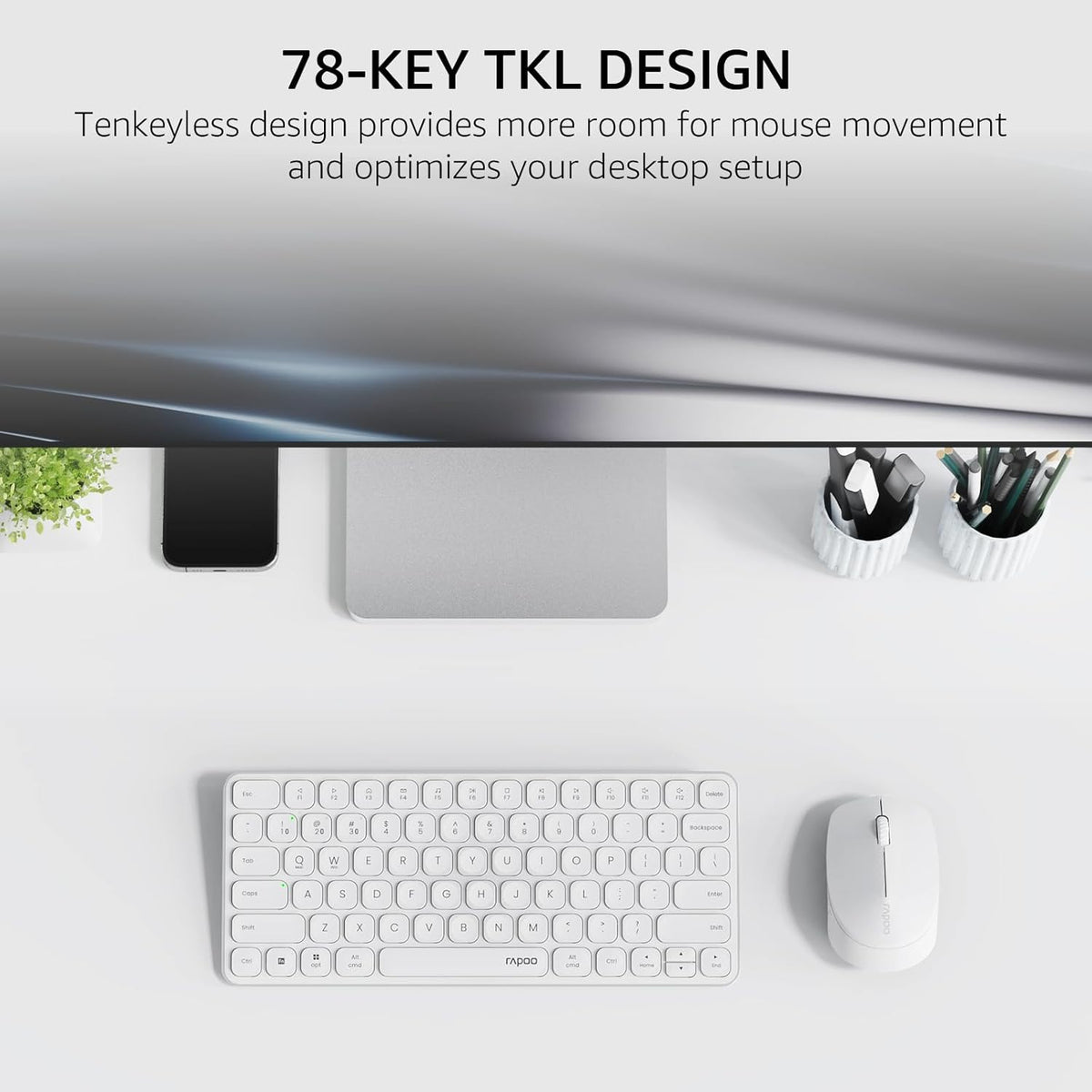 RAPOO Keyboard and Mouse Wireless - 9010M Multi-Device Wireless Keyboard Mouse Combo, 2.4GHz/Bluetooth 5.0/4.0 Wireless Keyboard Mouse Set for Windows/Mac/Linux/Chrome, Support 4 Devices, Silent Click - PuriLite
