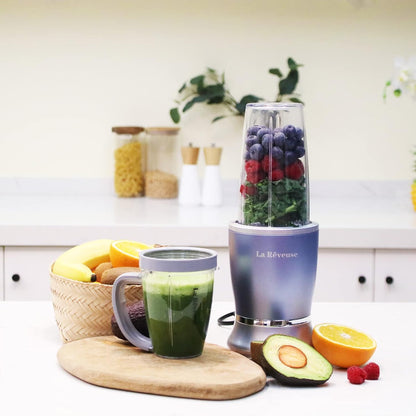 La Reveuse Personal Size Blender 250 Watts Power for Shakes Smoothies Seasonings Sauces with 1 Piece 15 oz Cup,1 Piece 10 oz Mug,BPA Free (Black) - PuriLite