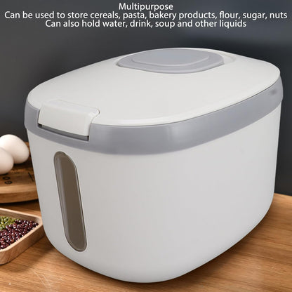 Rice Container, Bug Proof Rice Storage Bin, Odorless Airtight Rice Box with Clear Window for Grains Sugar Flour (S Gray (5kg/11.0lb)) - PuriLite