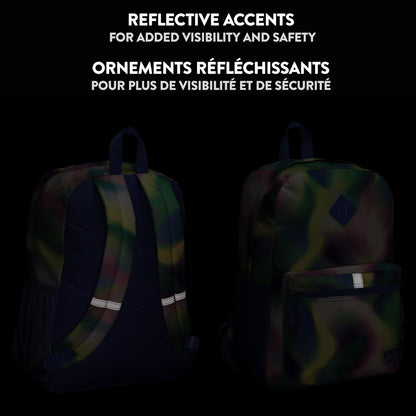 Roots Teen Lightweight Backpack — Made from Recycled Polyester with 15.6" Laptop Compartment, Rain Flap, Bottle Pocket, Reflective Accent, and Back Padding — 34L, Black - PuriLite