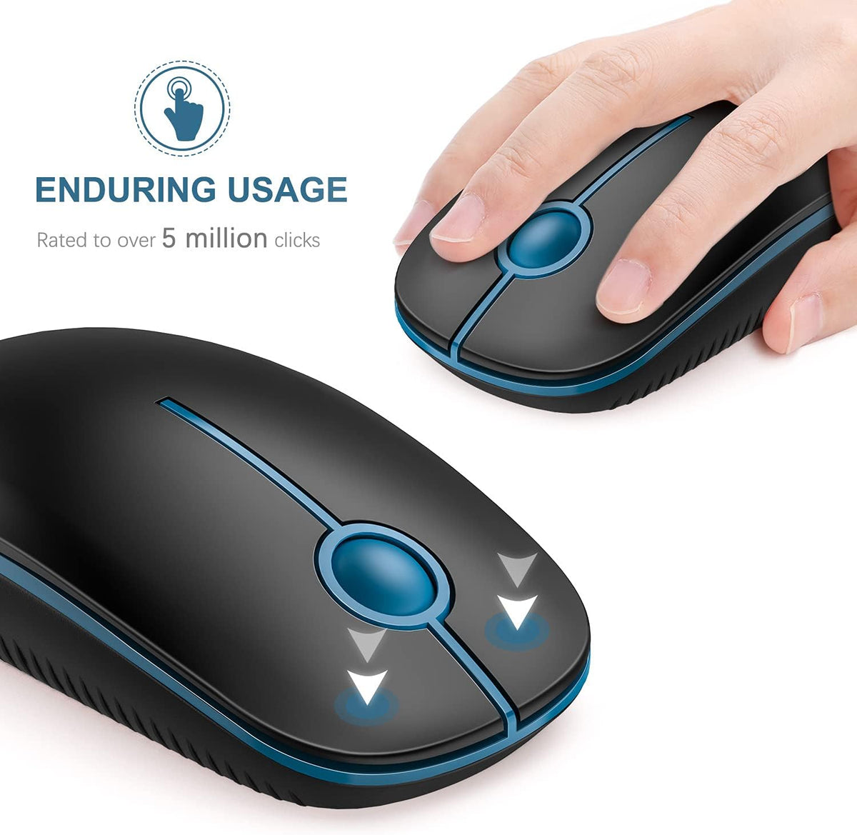 Wireless Mouse, Vssoplor 2.4G Slim Portable Computer Mice with Nano Receiver for Notebook, PC, Laptop, Computer (Black and Gray) - PuriLite