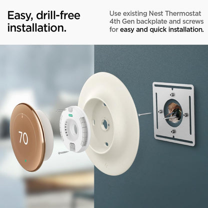 Spigen Wall Plate Designed for New Google Nest Learning Thermostat 4th Generation (2024) Wall Plate - Matte Black - PuriLite