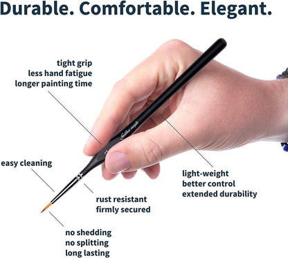 Detail Paint Brushes Set 10pcs Miniature Brushes for Fine Detailing & Art Painting - Acrylic, Watercolor,Oil,Models - PuriLite