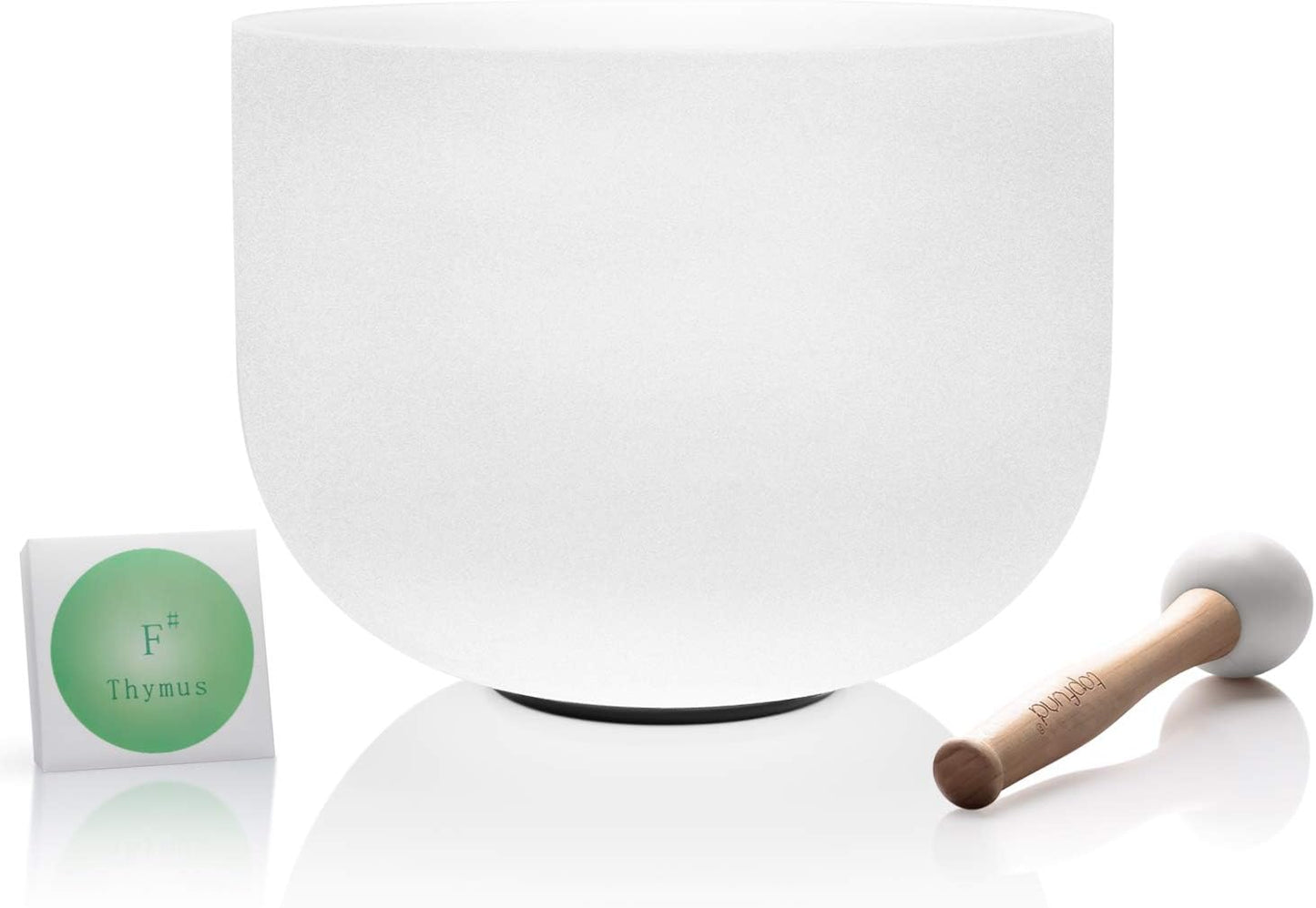 TOPFUND F Note Crystal Singing Bowl Heart Chakra 8 inch with Heavy Duty Carrying Case and Suede Striker - PuriLite