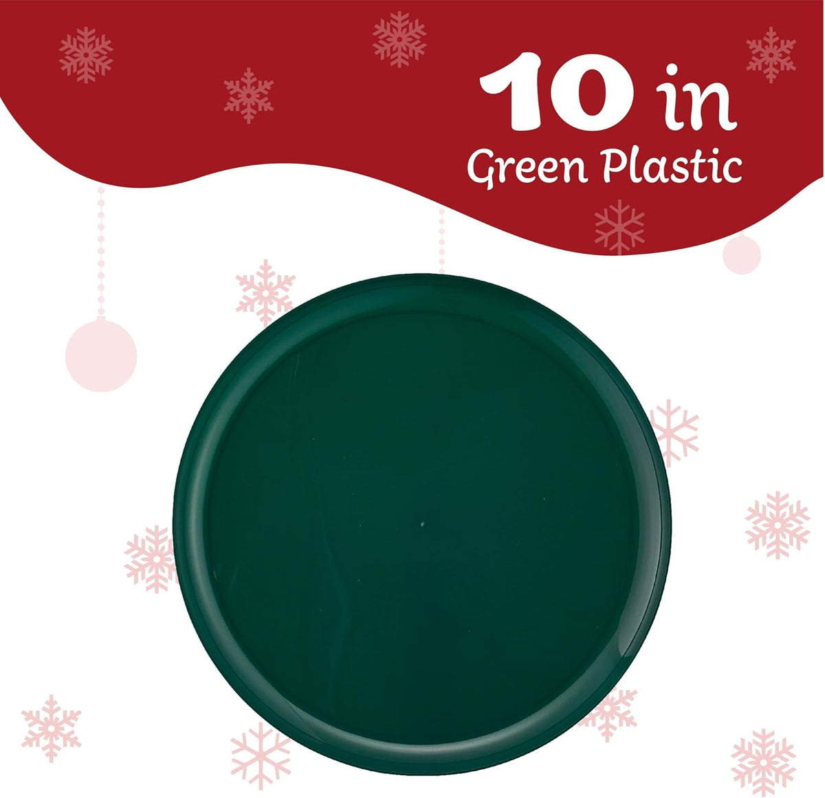 PLASTICPRO [30 Pack 10.7'' Christmass Green Plastic Party Plates Edge Collection Premium heavyweight Elegant Disposable Tableware Dishes - PuriLite