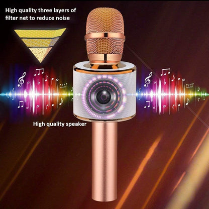 BONAOK Wireless Bluetooth Karaoke Microphone,3-in-1 Portable Instrument Wireless Microphone Mic Speaker Machine Home Party Birthday for All Smartphones（Black） - PuriLite