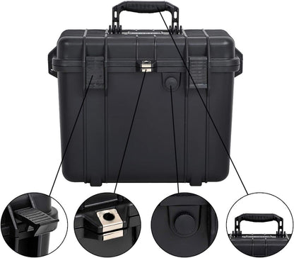 MEIJIA Portable Waterproof Protective Hard Case,Camera Case with Customizable Fit Foam Inserted, Elegant Black (9.17"x 7.56"x4.33") - PuriLite