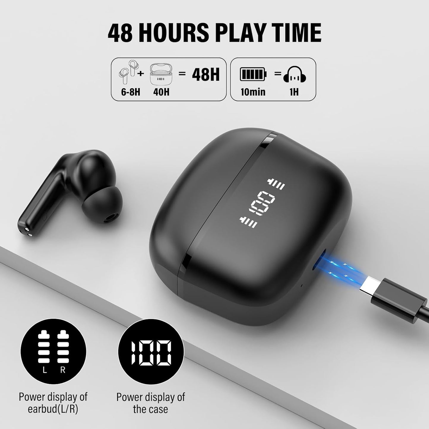 AI Translation Earbuds Real Time, 3-in-1 Language Translator Earbuds for 144 Languages & Accents Online Translation, 48H translate Earbuds with Bluetooth & APP for Travel/Business/Learning, Black - PuriLite