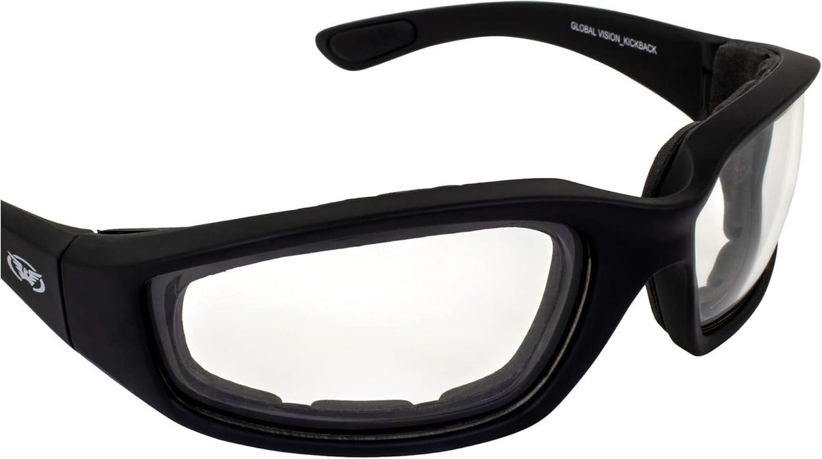 Global Vision Eyewear Kickback Sunglasses with Ethylene Vinyl Acetate Foam, Clear Lens - PuriLite