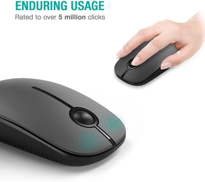 Wireless Mouse, Vssoplor 2.4G Slim Portable Computer Mice with Nano Receiver for Notebook, PC, Laptop, Computer (Black and Gray) - PuriLite