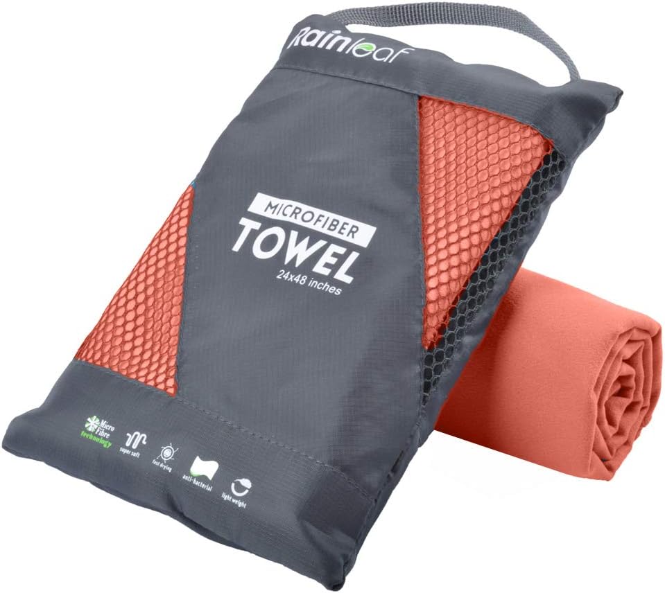 Rainleaf Microfiber Towel Perfect Travel & Gym & Camping Towel. Quick Dry - Super Absorbent - Ultra Compact - Lightweight. Suitable for Trip, Beach, Shower, Backpacking, Pool - PuriLite
