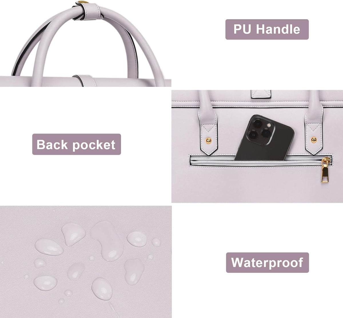 MOSISO Laptop Bag for Women, PU Leather Laptop Shoulder Bag Convertible Backpack, Work Travel Computer Bag with Bowknot - PuriLite