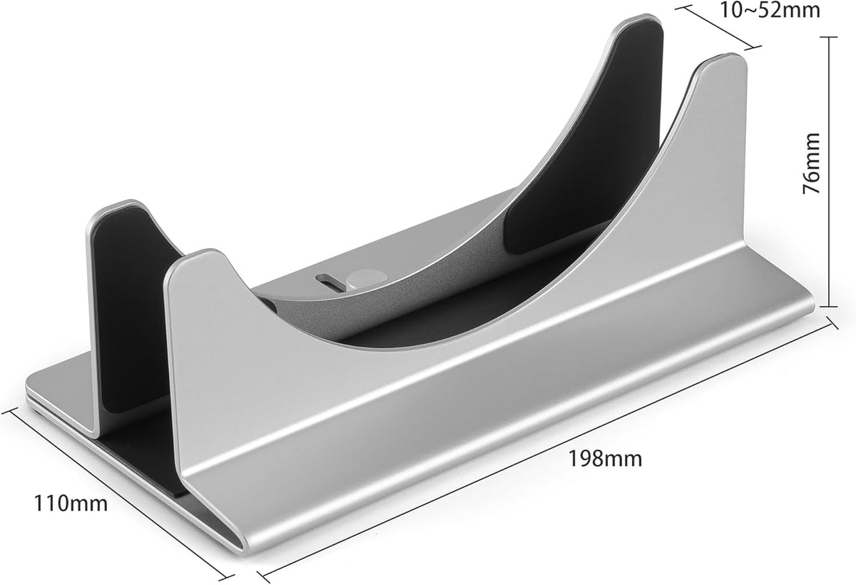 Adjustable Aluminum Vertical Stand for Mac Mini & Mini PC – Space-Saving Desktop Holder with Adjustable Slot 10–52mm, Cooling Design - PuriLite