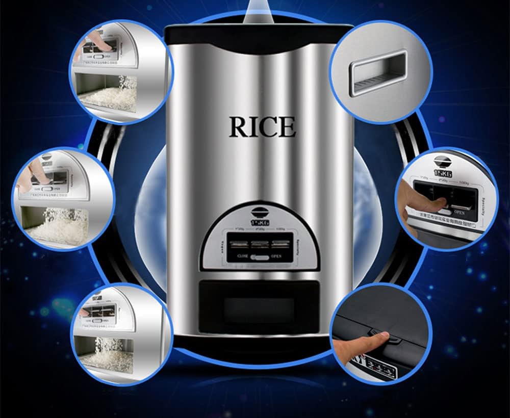 Rice Tank Rice Storage Rice Storage Container Stainless Steel 25/33/45/55/66LB Sealed Grain Rice Cabinet Rice Storage Bucket (Black 20kg) - PuriLite